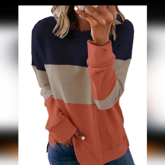 Tops - Color Blocked Shirt Long Sleeves XL